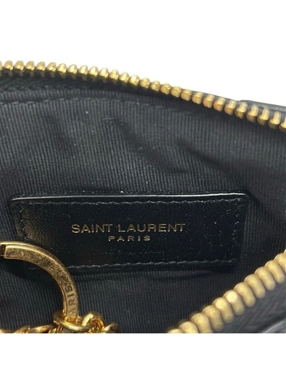 Saint Laurent Paris Coin Purse Black with Key Ring Leather - Picture 4 of 5
